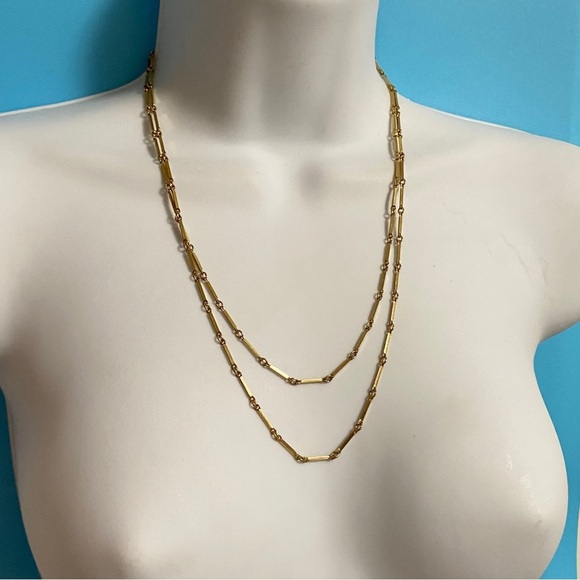Vintage Gold Tone Double Strand Necklace - Picture 1 of 8